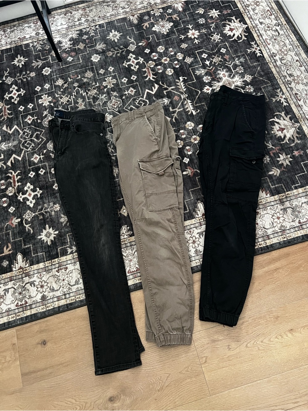 GAP Men's Cargo Pants Trio in Black and Taupe